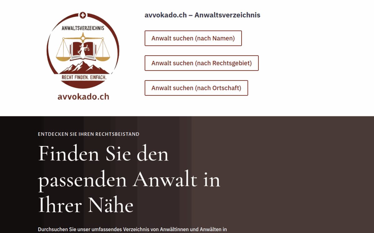Startseite von avvokado.ch