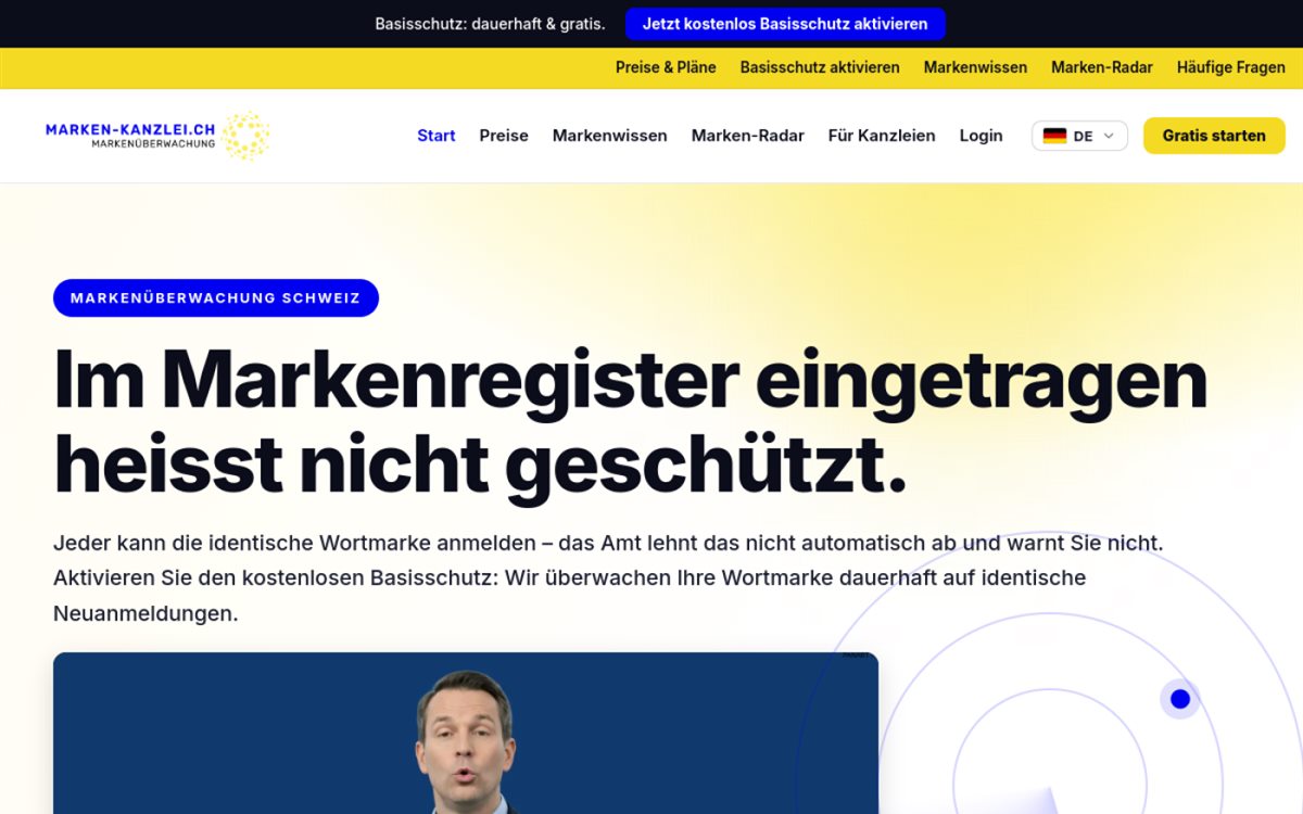 Startseite von marken-kanzlei.ch