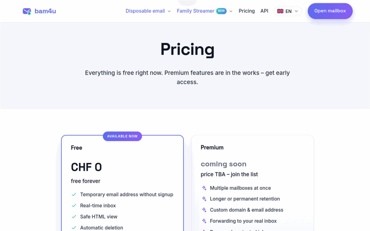 bam4u.com pricing page