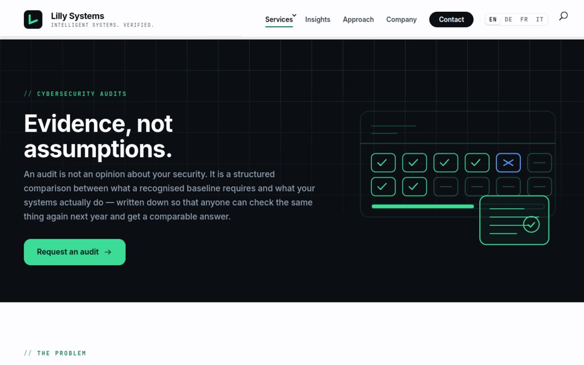 Cybersecurity audits page of lilly-schweizer.com